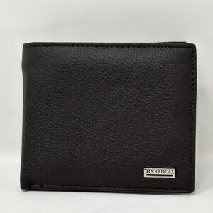 USED - Jimbaolai Men's Brown Bifold Wallet w/ Snap Closure Coin Pouch